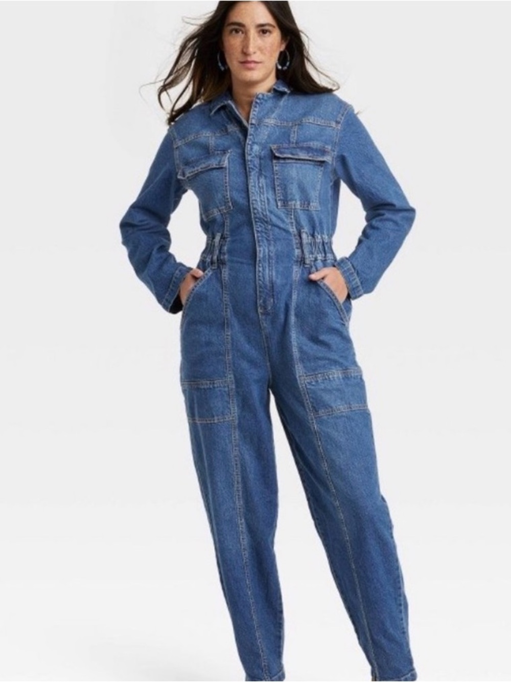 Universal Thread Women's Blue Denim Utility Jumpsuit 8